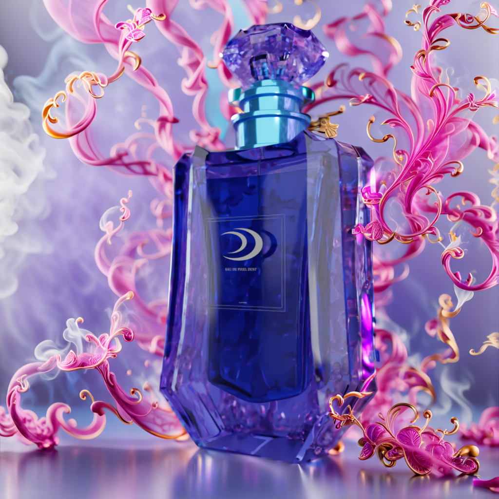 perfume bottle with smoke in the background created with Blender and Stable Diffusion
