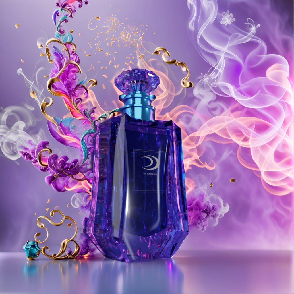 perfume bottle with smoke in the background created with Blender and Stable Diffusion