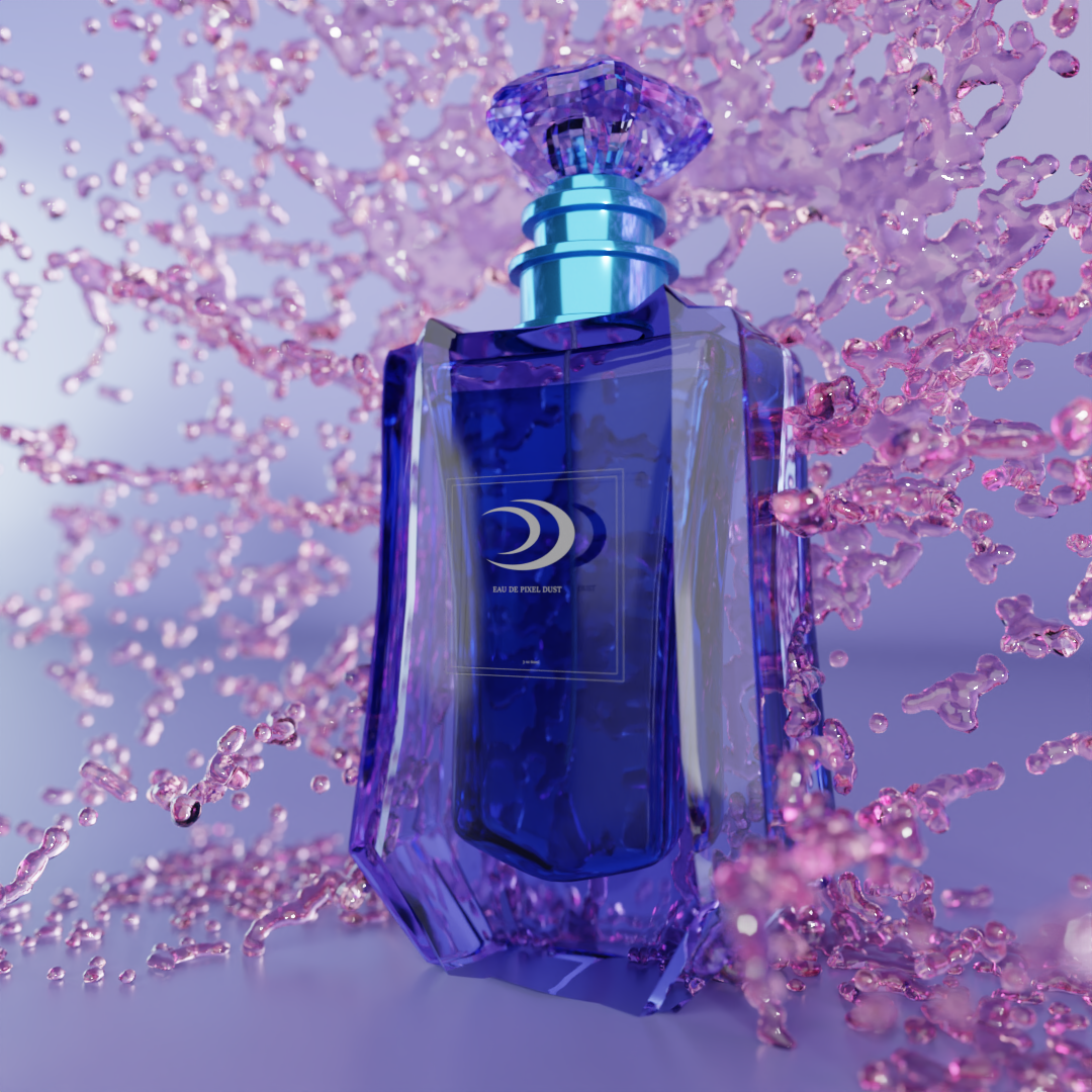 3D render of a perfume bottle, created in Blender